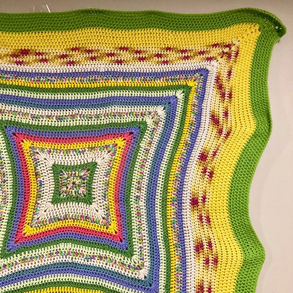 Small Handmade Crochet Blanket 45” x 47” Multicolor - Picture 5 of 16